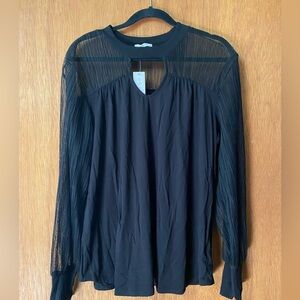 NWT - Maurice’s Mixed Media Knot & Sheer Long Sleeve Top